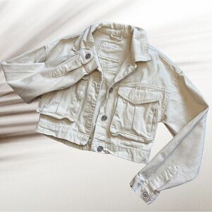 Denim beige cropped jacket